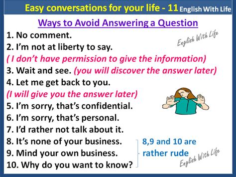 Ways To Avoid Answering A Question Vocabulary Home