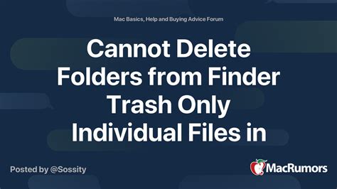 Cannot Delete Folders From Finder Trash Only Individual Files In The