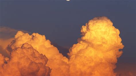 Hd Wallpaper Moon Over Sunset Clouds