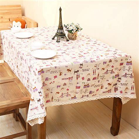 Tablecloth Cute Cat Printed Tablewear Linenandcotton Squarerectangle Party Wedding Home Decor