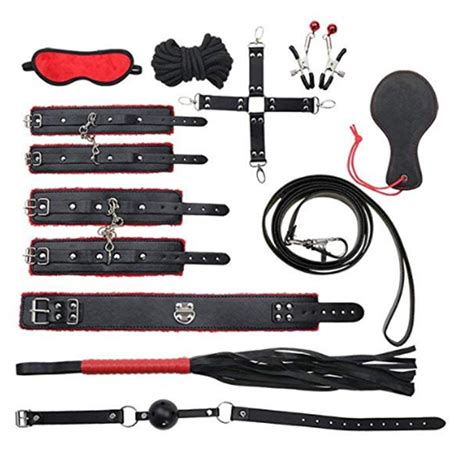 10pcs sm bondage restraints set kit ball gag cuff whip fetish collar toy 793207489289 ebay