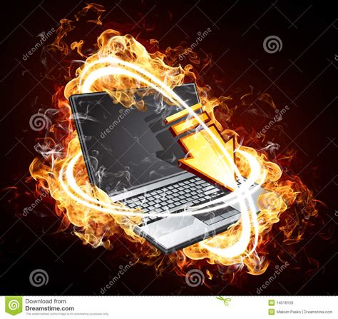 💥 play in the remastered map before it. Laptop computer on fire stock illustration. Illustration ...