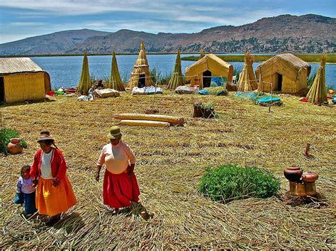 Women On A Floating Island In Lake Titicaca Peru Photograph By Ruth