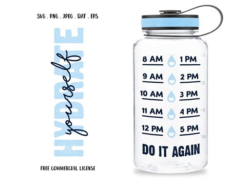 Hydrate Yourself Svg Water Bottle Decal Hourly Water Etsy
