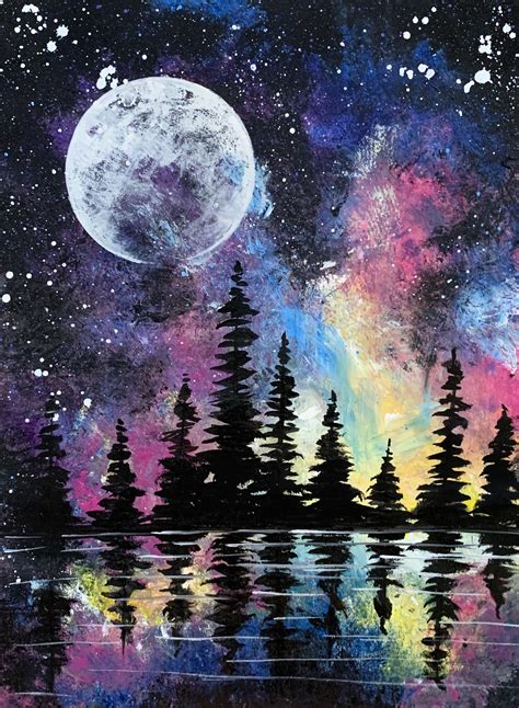 Paint Nite On Demand Galaxy Moon Silhouette With Jennifer Tillson