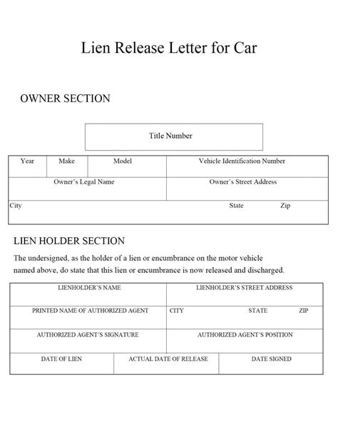 Title Lien Release Letter Template Sample And Example