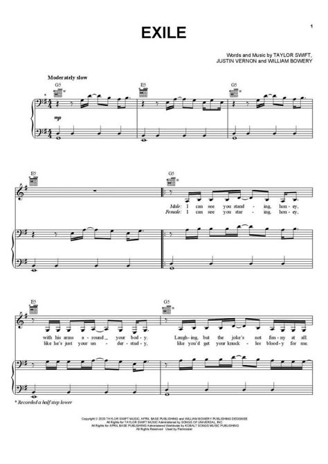 Exile Piano Sheet Music Onlinepianist