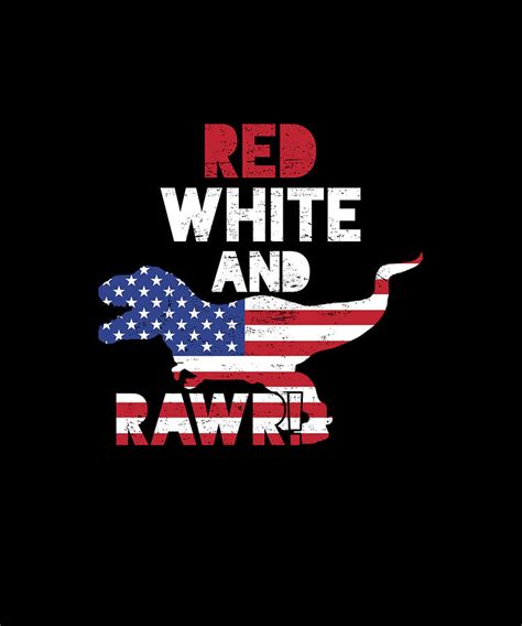 Dinosaur Rawr American Flag Patriotic Red White T Rex T Shirt Drawing