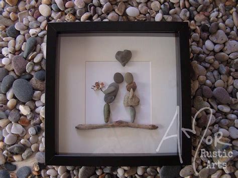 Pebble Art Picture. Couple love special occasion unique gift anniversary rustic. Available to ...