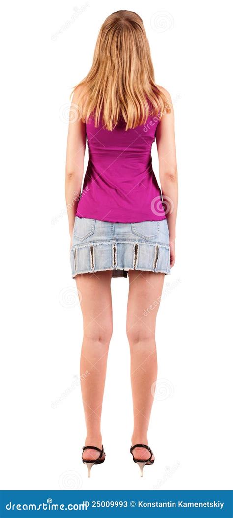 Back View Of Standing Beautiful Blonde Woman Stock Image Image Of Looking Isolated 25009993