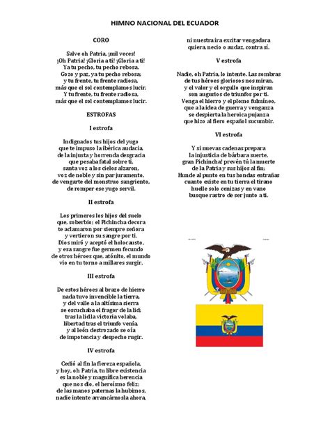 Himno Nacional Del Ecuador Himnos Símbolos Nacionales