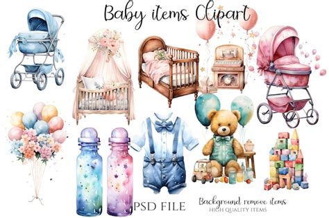 Artículos Y Juguetes Para Bebés Clipart Ilustraciones De Cosas Para