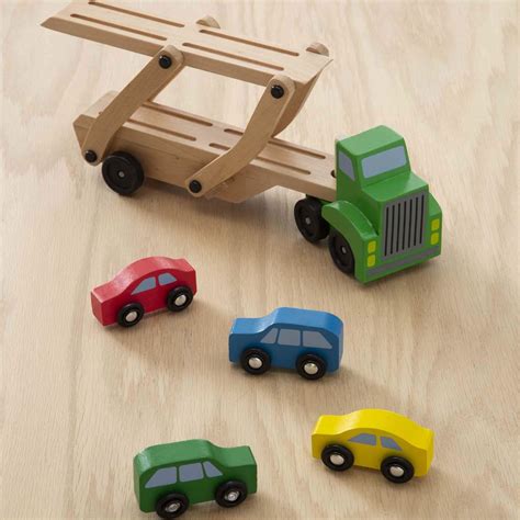 Melissa And Doug Car Carrier Truck And Cars Wooden Toy Set Compatible With