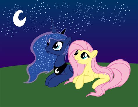 Luna And Fluttershy Gazing At The Stars My Little Pony Friendship Is