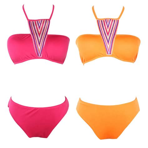 Floral Halter Sexy Bikini Set Push Up Swimwear Swimsuit Women Padded Bra Briefs Set Beach Wear