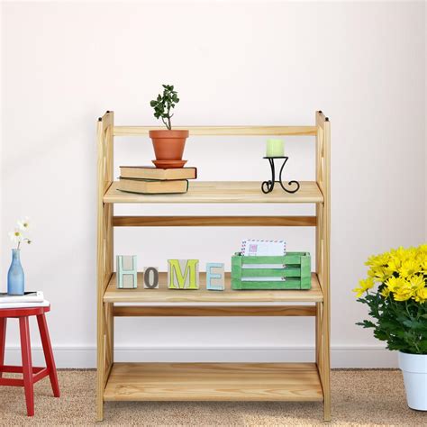 Great for apartments, dorms, and smaller spaces. Casual Home X-Design Natural 3-Shelf Folding Bookcase-301 ...