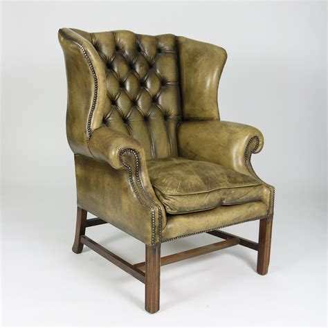 Tufted Green Leather Wingback Chair Ph 415 355 1690