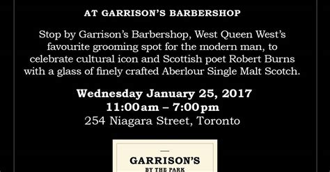 Today is the birthday of robbie burns, scotland's most famous poet. Robbie Burns Day at Garrison's Barbershop