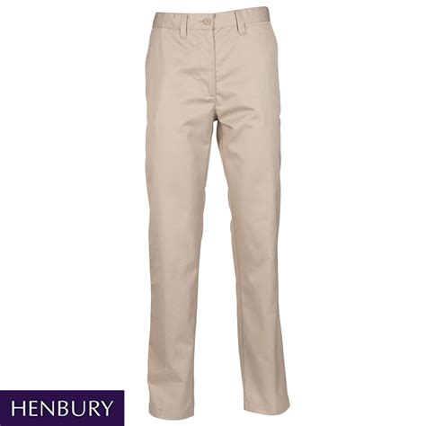 Henbury Ladies Flat Front Chino Trouser Hb641x