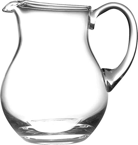 Handmade Round Glass Water Pitcher With Handle With Spout Ice Lip 64 Oz By