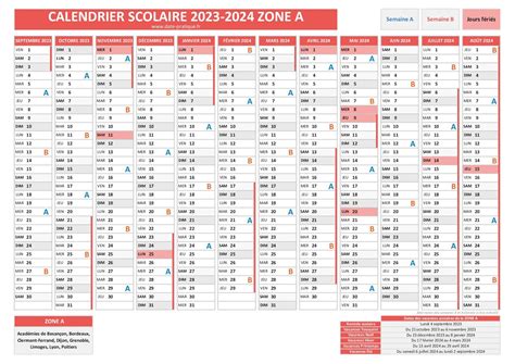 Calendrier Scolaire 2023 2024 De La Zone A Dates Des Vacances