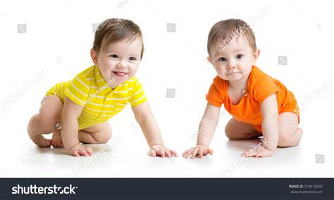 Two Cute Babies Boys Crawling On Stock Photo 319618370 Shutterstock