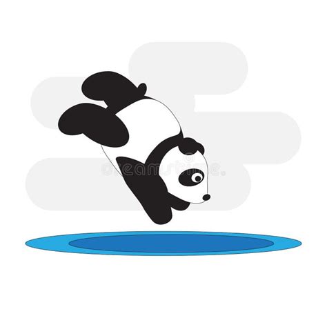 Panda Jumps Into The Water From A Springboard Stock Illustration