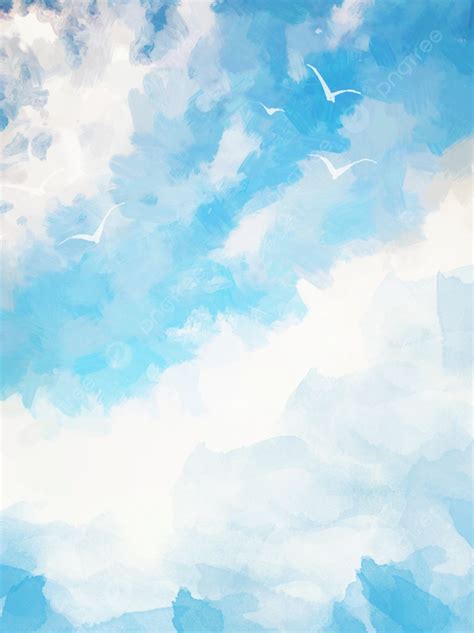 Sky Blue Sky Clouds Imitation Watercolor Effects Background Wallpaper