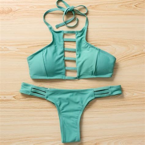 2017 Charming Bandage Bikini Set Push Up Bra Woman Sexy Mesh Bathing Suit Tropical Model