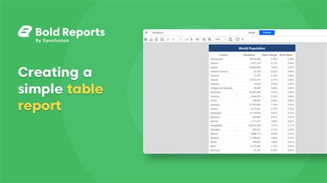 Create A Simple Table Report Bold Reports