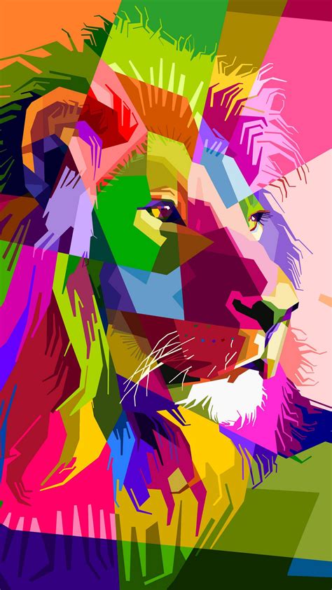 Download Wallpaper 1350x2400 Lion Art Colorful Muzzle