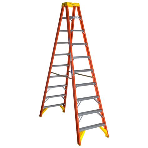 Werner 10 Ft Fiberglass Type 1a 300 Lbs Capacity Twin Step Ladder At
