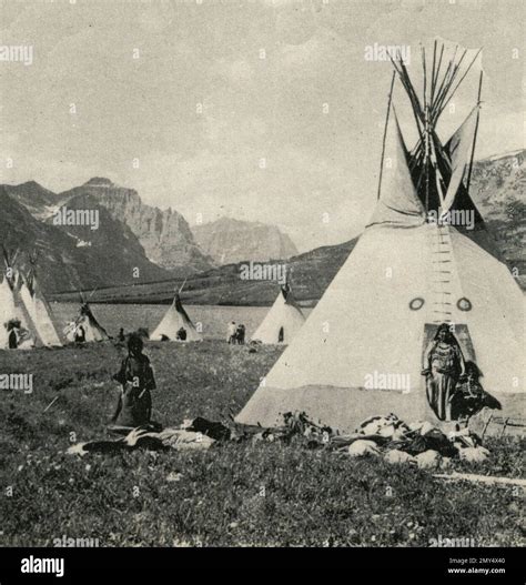 American Native Indian In The Village Of Blackfeet Indians Near St