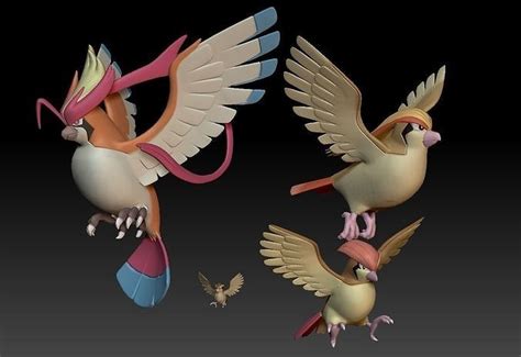 Pokemon Pidgey Pidgeotto Pidgeot Megaevolution 3d Model 3d Printable