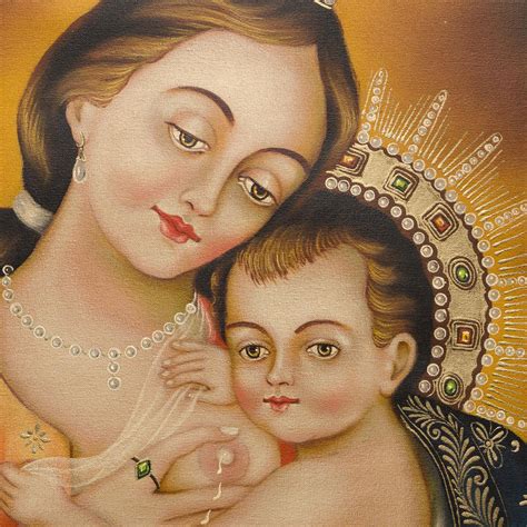 Virgin Of The Milk Oil On Canvas Painting From Peru Virgin Of The