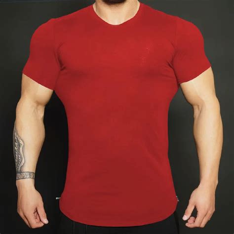 New Mens Fitness Short Sleeves And Sports And Leisure Stretch Sweat Absorption Solid Color