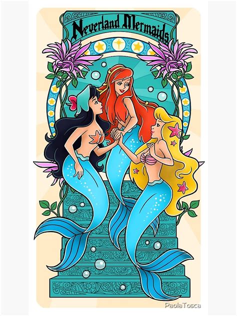 Neverland Mermaids Art Nouveau Poster By Paolatosca Redbubble
