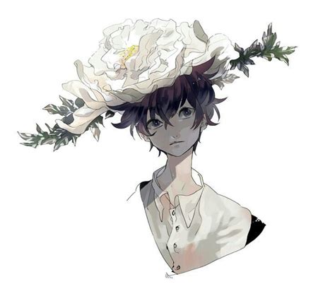 Anime Boy Flower Hat Anime Art Anime Boy Art
