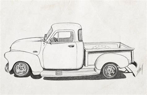 Truck Pencil Drawings Pencil Drawings Of Chevy Trucks Vintage 1954