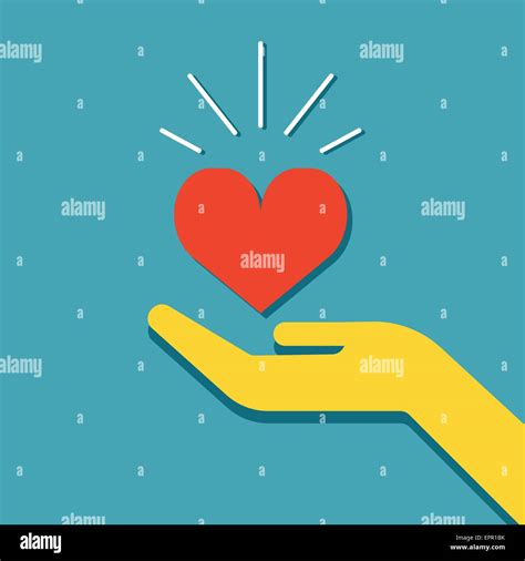 Heart In Hand Illustration Of Kindness And Charity Vector Icon Hand