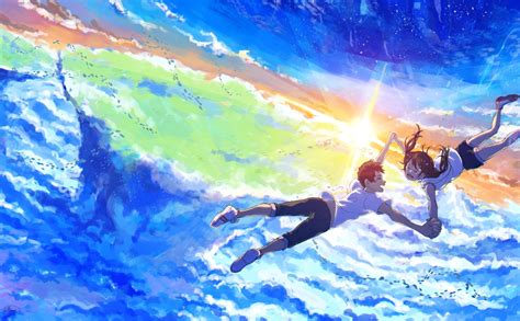 Download Cloud Sunset Hodaka Morishima Hina Amano Anime Weathering With