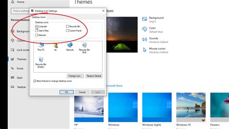 Desktop Icons Settings اظهار الايقونات الرئيسيه Windows 10 Youtube