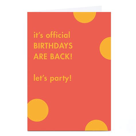 Buy Personalised Birthday Card Theyre Back Lets Party For Gbp 229