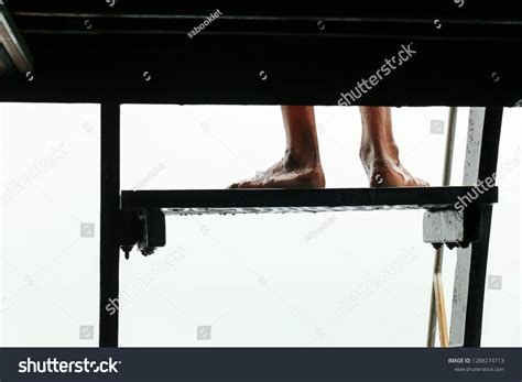 Fishermans Legs Wooden Stairs Fishing Boat Stock Photo 1288274713