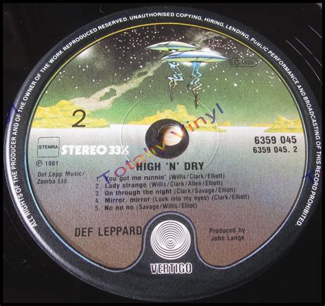 Totally Vinyl Records Def Leppard High N Dry Lp