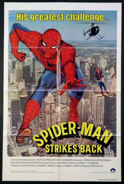 Spider Man Strikes Back Marvel Superhero 1978 1 Sheet Ebay