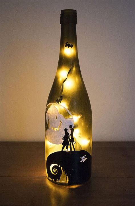 Jack And Sally Nightmare Before Christmas Wine Bottle Light
