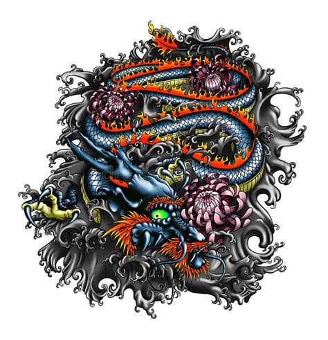 Dé El Tatuaje Exhausto Del Dragón Estilo Japonés Del Libro De Colorear