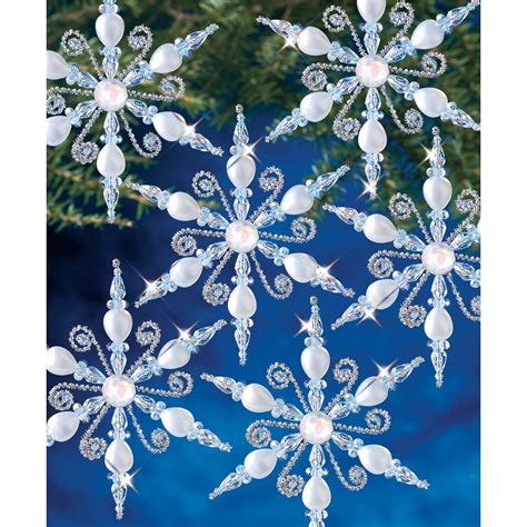 Christmas Snowflakes Crafts Beaded Snowflakes Ornament Beaded