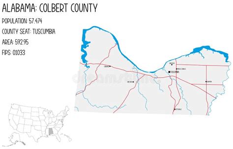 Map Of Colbert County In Alabama Usa Stock Vector Illustration Of